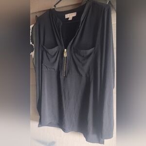 Michael Kors Relaxed Black Blouse With Zipper